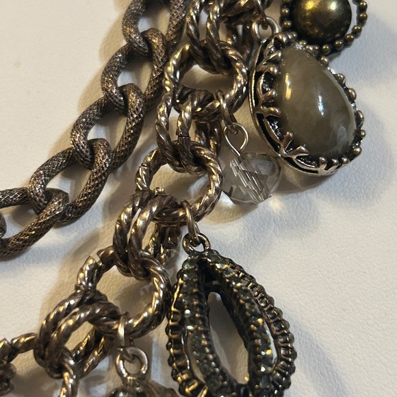 Loft Chunky Layered Necklace w Chains & Charms - Picture 4 of 8